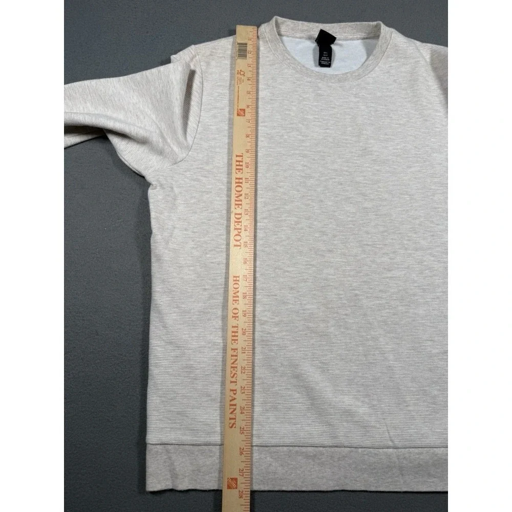 H&M Mens Crewneck Sweatshirt Oatmeal Light Gray Textured Fleece Pullover. #0030